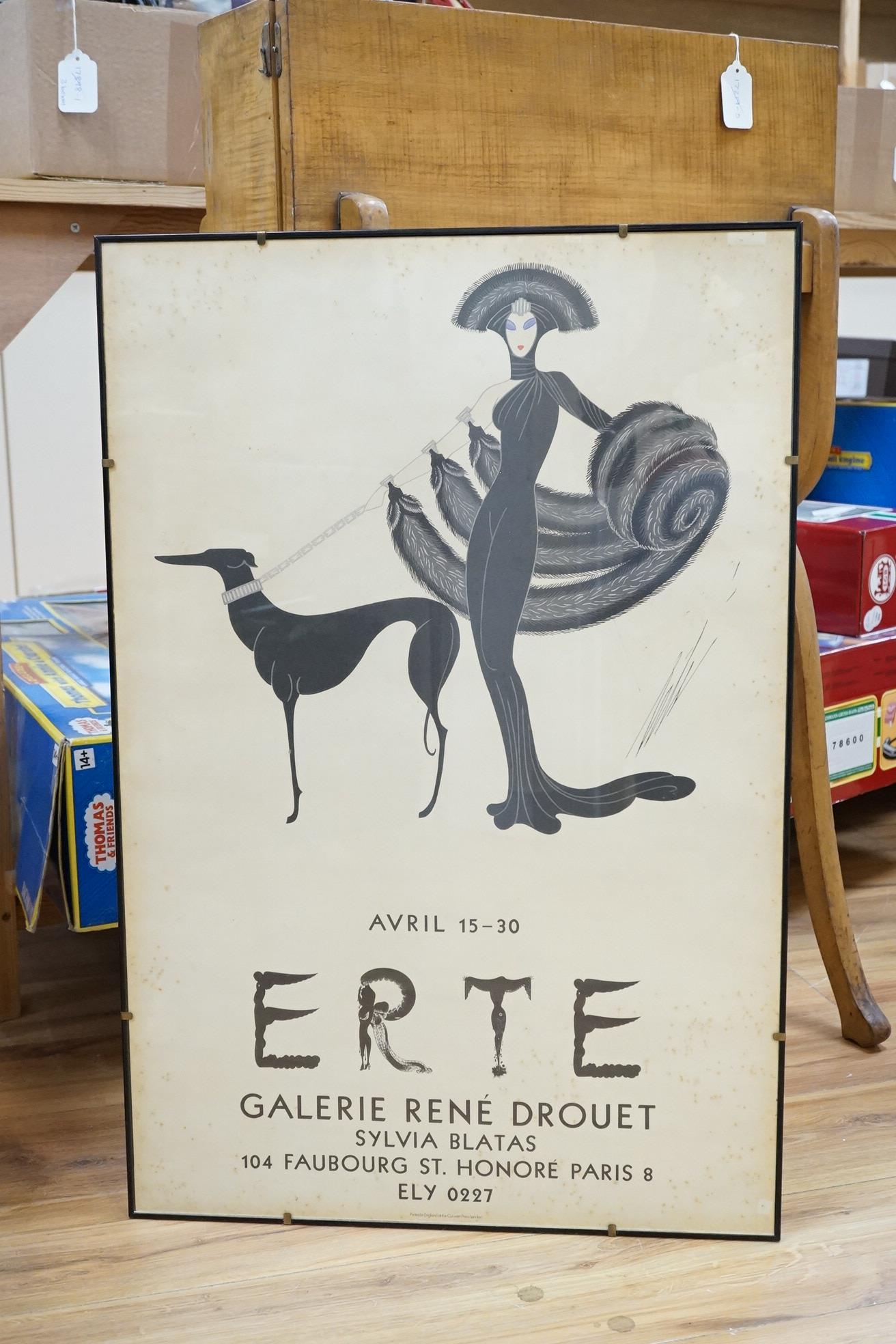 After Erté (Romain de Tirtoff, Russian/French, 1892-1990), vintage Art Deco-style poster, Galeri Rene Drouet, published at the Curwin Press London, 76 x 50cm. Condition - foxed